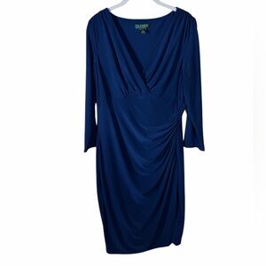 Ralph Lauren Deep Navy Wrap-Style Long Sleeve Dress